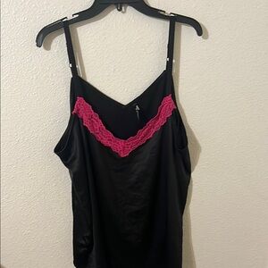 Black and Pink Lace Trim Women's Top
